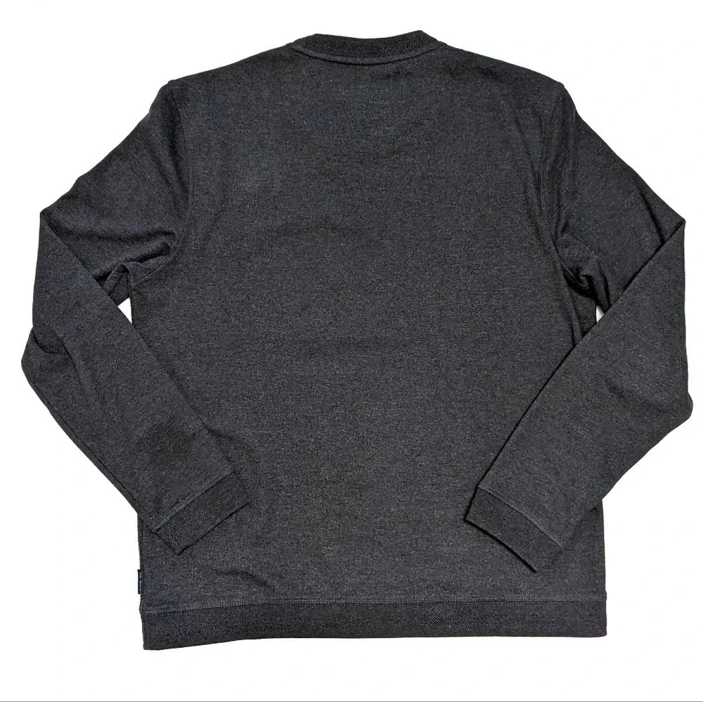 Ted Baker London Tricks Slim Fit Quilted Jersey Sweater Dark Gray Size US Large